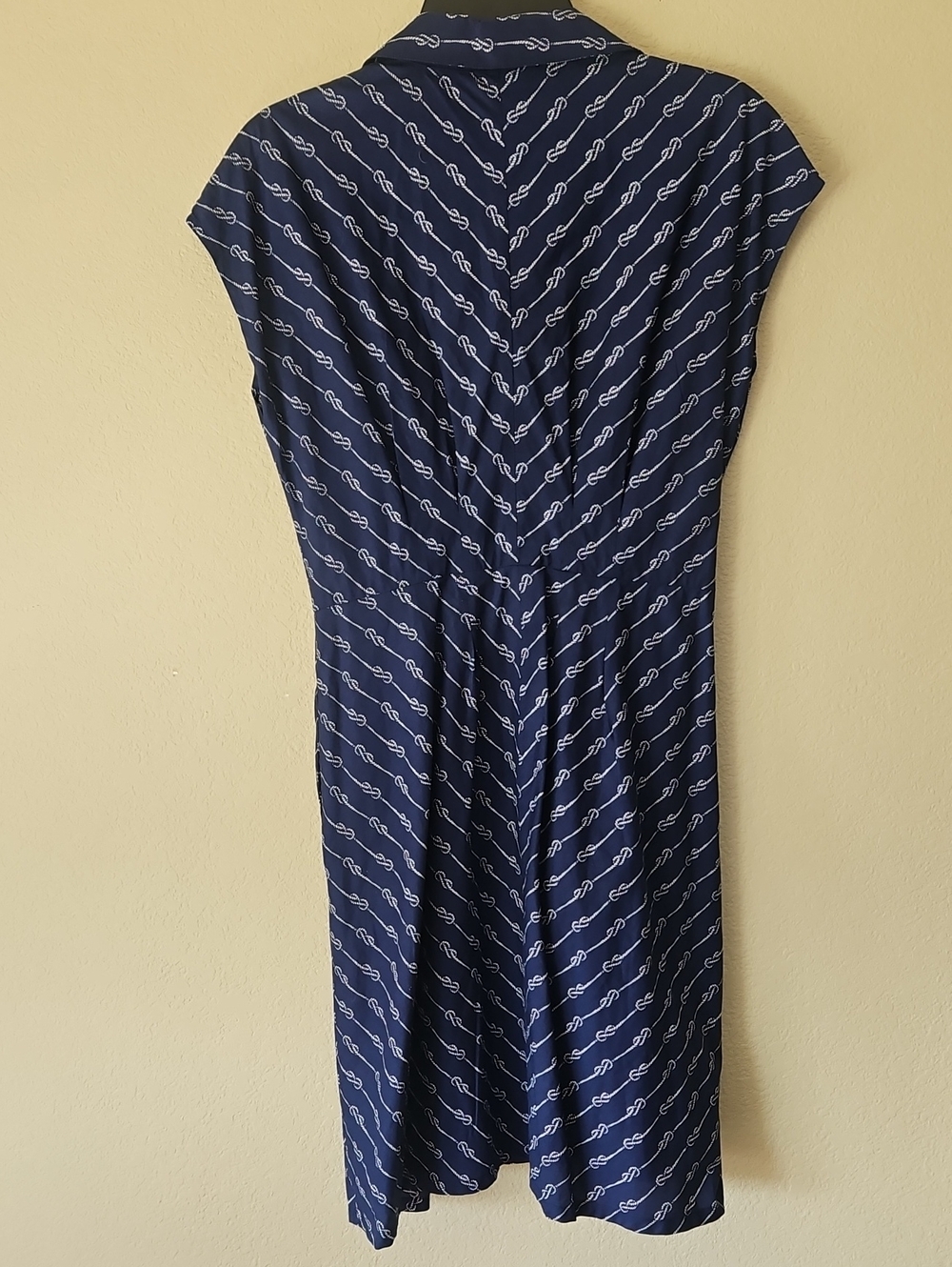Navy Chain-Print Button-Front Dress 346 Brooks Brothers Size 6 - Picture 7 of 7